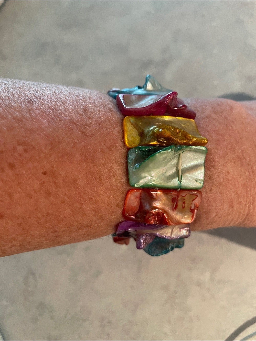 Multicolor Abilene Shell Stretch Bracelet and Shell/Seed Earrings